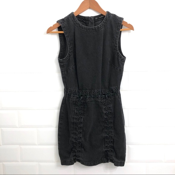 Zara Denim Mini Dress in Washed Black - Picture 7 of 9
